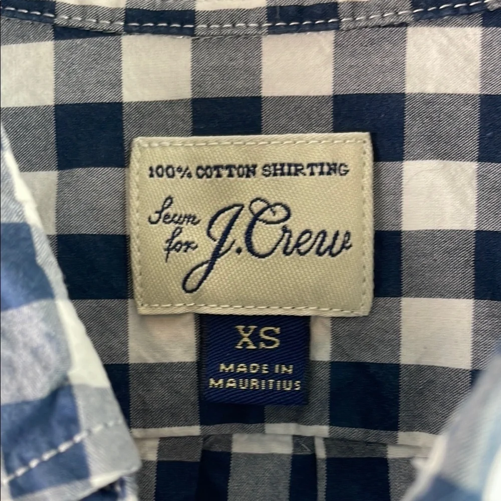 J. Crew Gingham Classic Navy Cotton Shirt Size XS